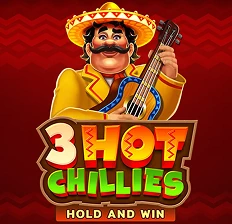Game thumbnail or logo for the "3 Hot Chillies" slot machine found in the games library of CrownGreen Casino